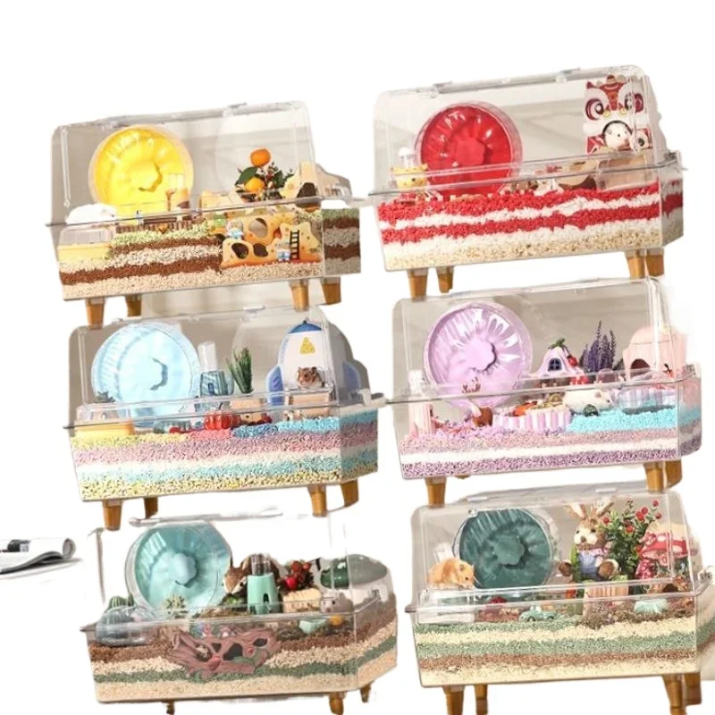 

Star Cage Hamster Breeding Castle Transparent Acrylic Gold Bear Rutin Chicken Double Floor Villa