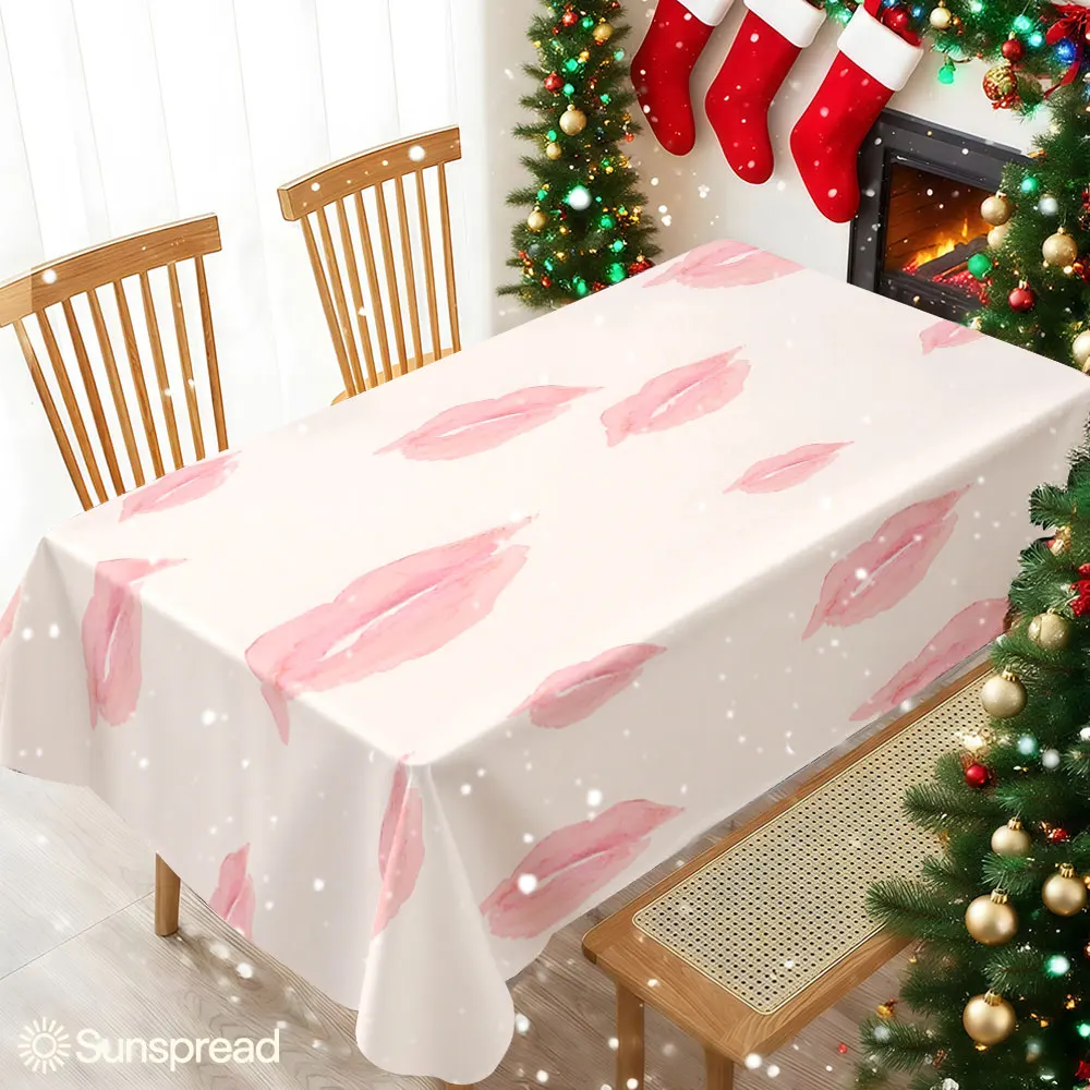 Blush Lips Waterproof table cloth, splash-proof tablecloth, for party, Halloween, Christmas, dining, camping