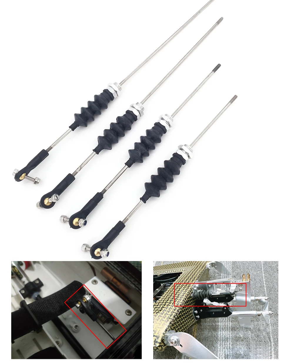 1set M3 Ball Head Tie Rod End + Rubber Bellows Seals Box + 2.5mm Push Rod for RC Boat MONO Marine Tug Fishing Boat