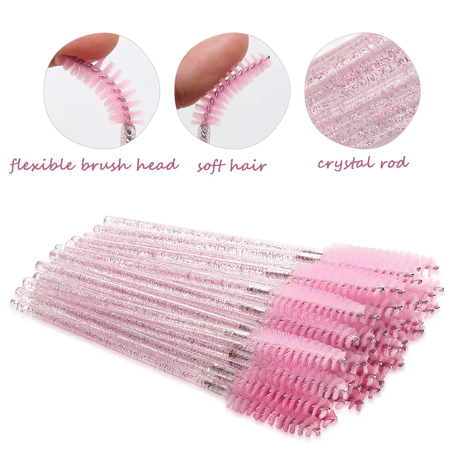 50-200 PCS Disposable Eyelash แปรงมาสคาร่าคริสตัลจับรวมกล่องเก็บ Travel Pack ขนแปรงสําหรับอุปกรณ์แต่งหน้า