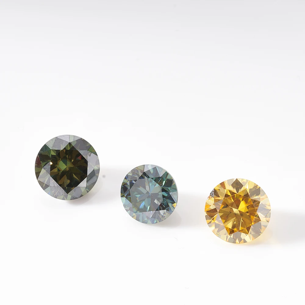 Dark Green Color VVS1 3ex Round Moissanite Loose Diamond Stone For DIY Female Jewelry Rings Making With GIA Certification