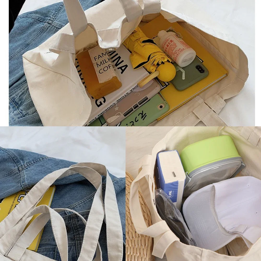 Ladies Shopping Handbags Casual Canvas Large Capacity Foldable 90s-60s Printed Shoulder Bags Shopping Organizer Tote Bags