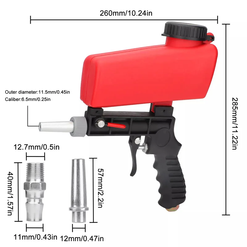 Imagem -06 - Pneumático Handheld Gravidade Blasting Gun Areia Blaster Paint Spray Machine Jateamento Contínuo 90psi