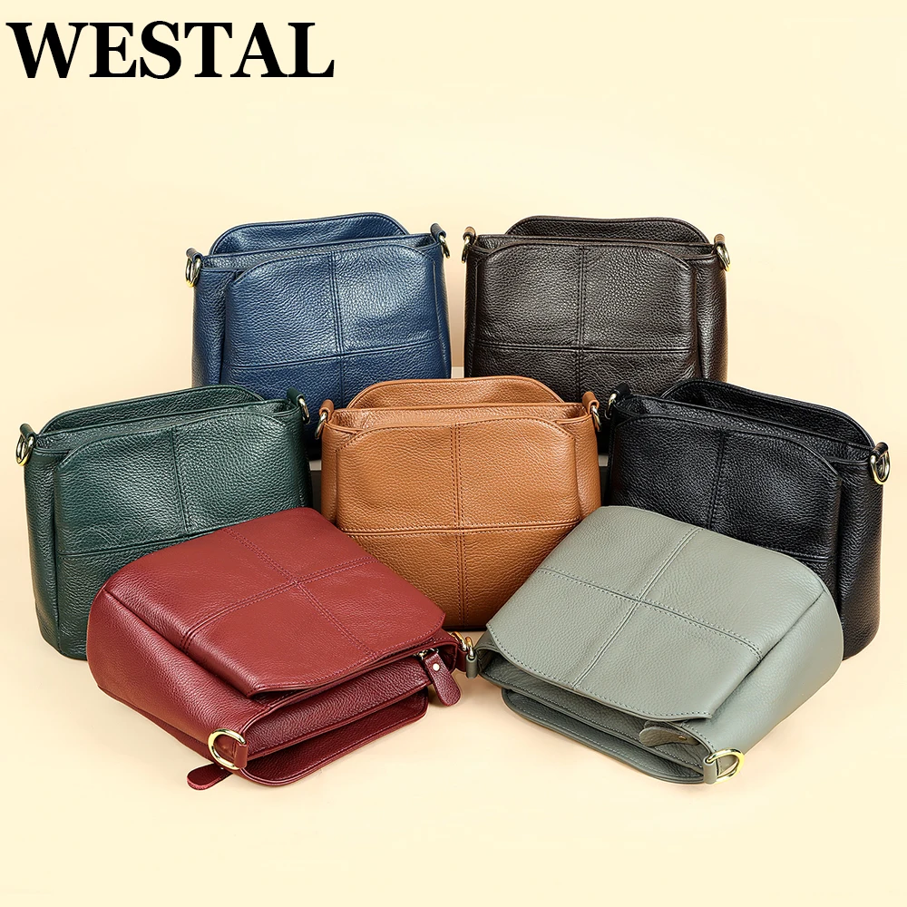 

WESTAL Women's Genuine Leather Shoulder Bags Small Handbags Fashion Crossbody Bags for Phone Comestic Daily Messenger Bags 7363