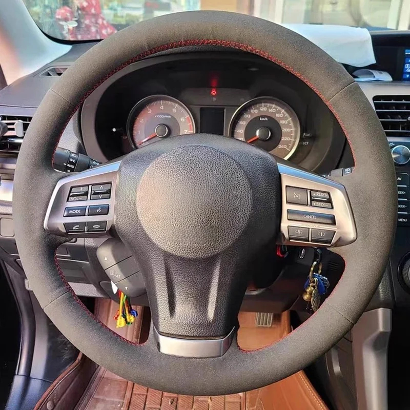 

Customized Hand-stitched Suede Leather Car Steering Wheel Cover For Subaru Forester 2013-2016 Legacy 2012-2014