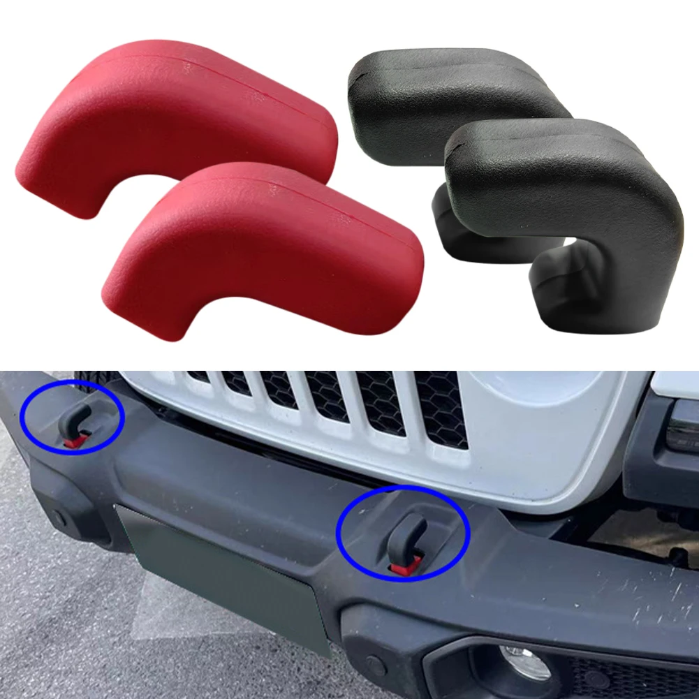 2Pcs Front Bumper Tow Hook Cover Rubber Protector Cap Against Wear For Jeep Wrangler JK JL Gladiator JT 2007-2023 Accessories