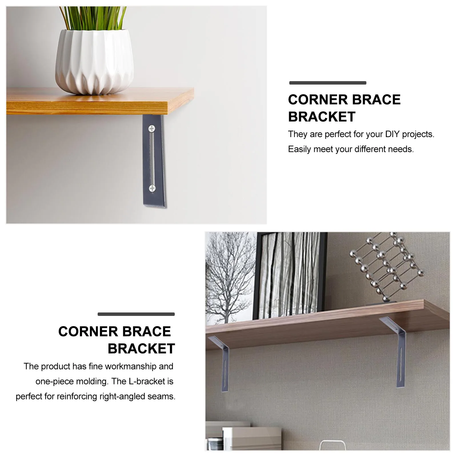 

2pcs Fixed Brackets Shelf Support Right Angle Stainless Steel Thickened Load Strong Stable DIY Bookshelves Chairs Tables Beds