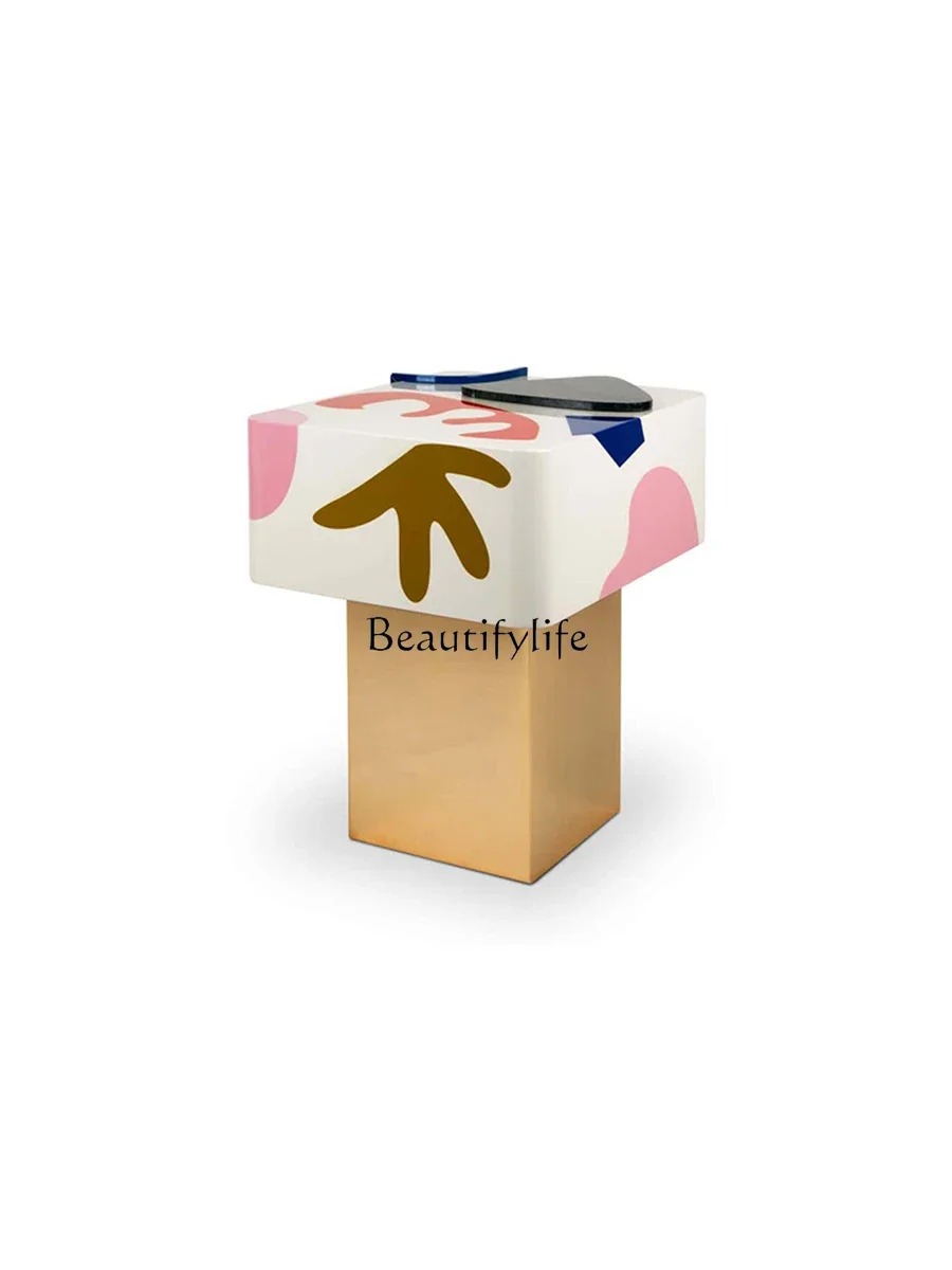 

pg45Light Luxury Painted Creative Small Coffee Table FRP Special-Shaped Bedside Table Sofa Small Table