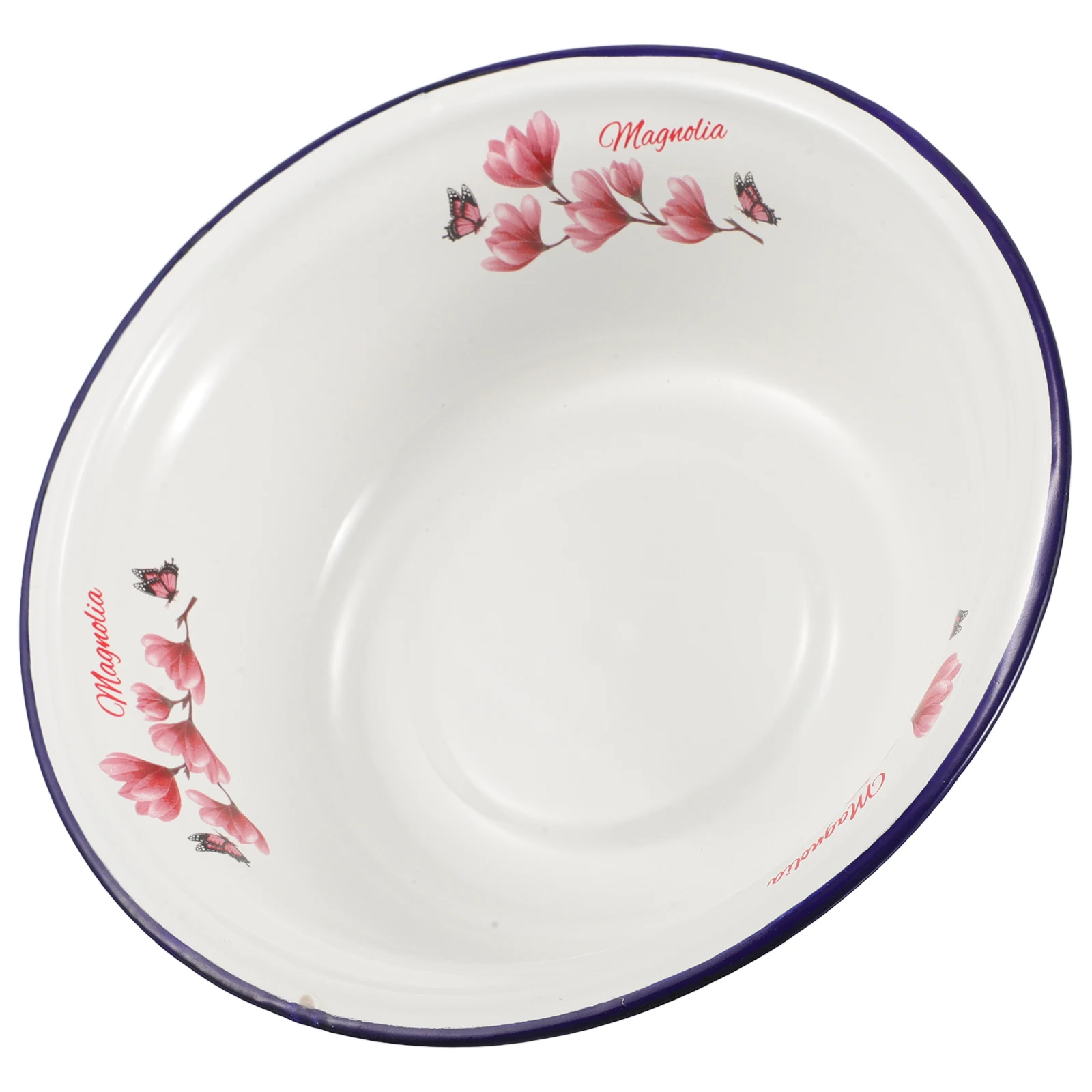 

Vintage Enamel Basin Retro Washing Soup Mixing Bowl Food Serving Salad Fruit Holder Kitchen Home Use 20Cm Large Capacity Sturdy