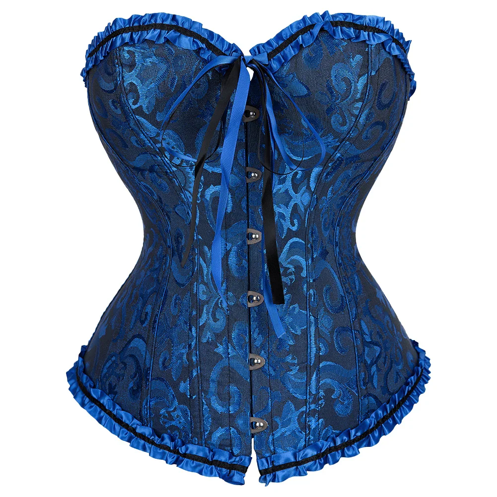 Victorian Corset Top Women Vintage Bustier Lace up Boned Shapewear Gothic Fashion Jacquard Overbust Corselet