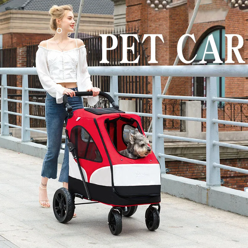 

Amazon Pet Trolleys For Travelling 4 Wheels Dog Stroller Travel Bag Cat Cart Carrier Dog Stroller