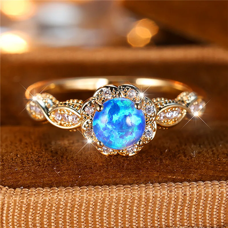 Blue Opal Engagement Ring