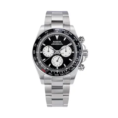 Sugess Panda Diver Chronograph Mens Watch Automatic Peacock SL-4801 Movement Luxury Waterproof Mechanical Wristwatches 2024 New