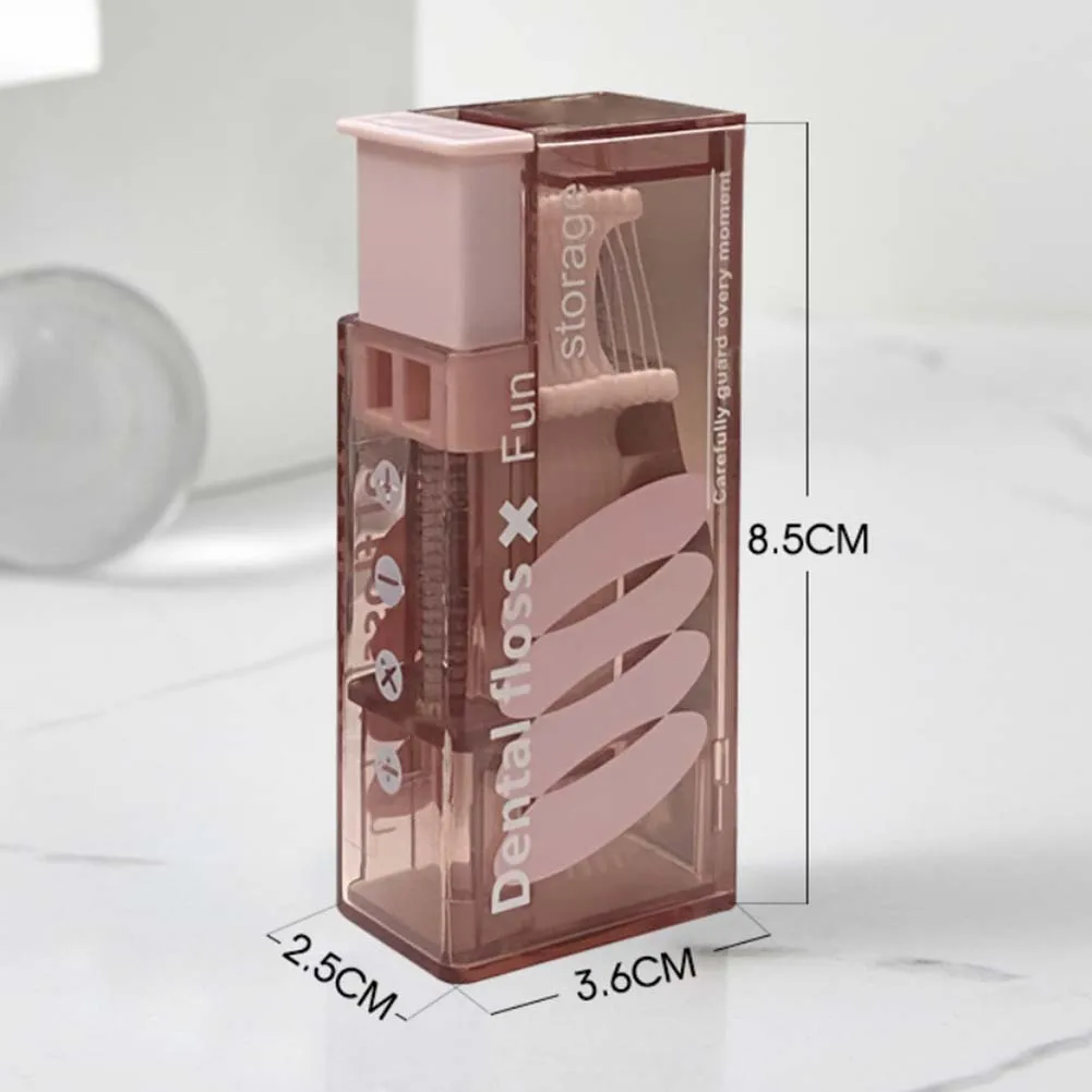 Pocket Size Dental Floss Dispenser 2.5x3.6x8.5cm with 10 Floss Picks Self Popping Toothpick Holder Easy to Carry