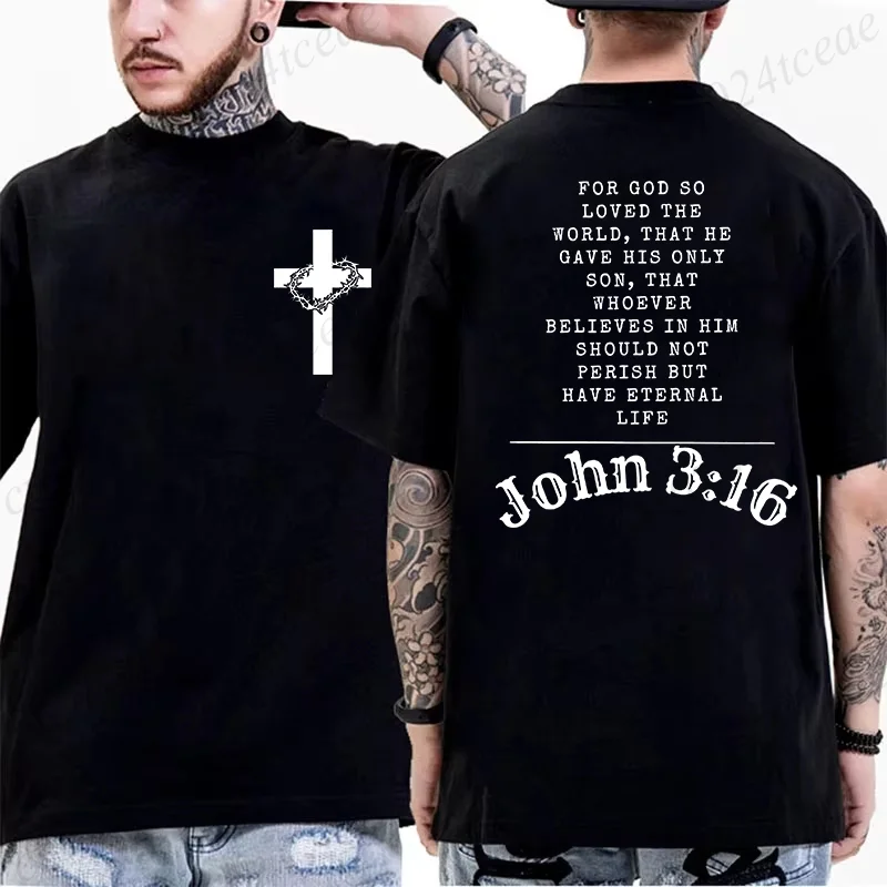 

Summer Men's T-Shirts Comfortable Round Neck Short-sleeved Casual T-shirt Christian Jesus Bible Verse Print Men Fashion Tshirts