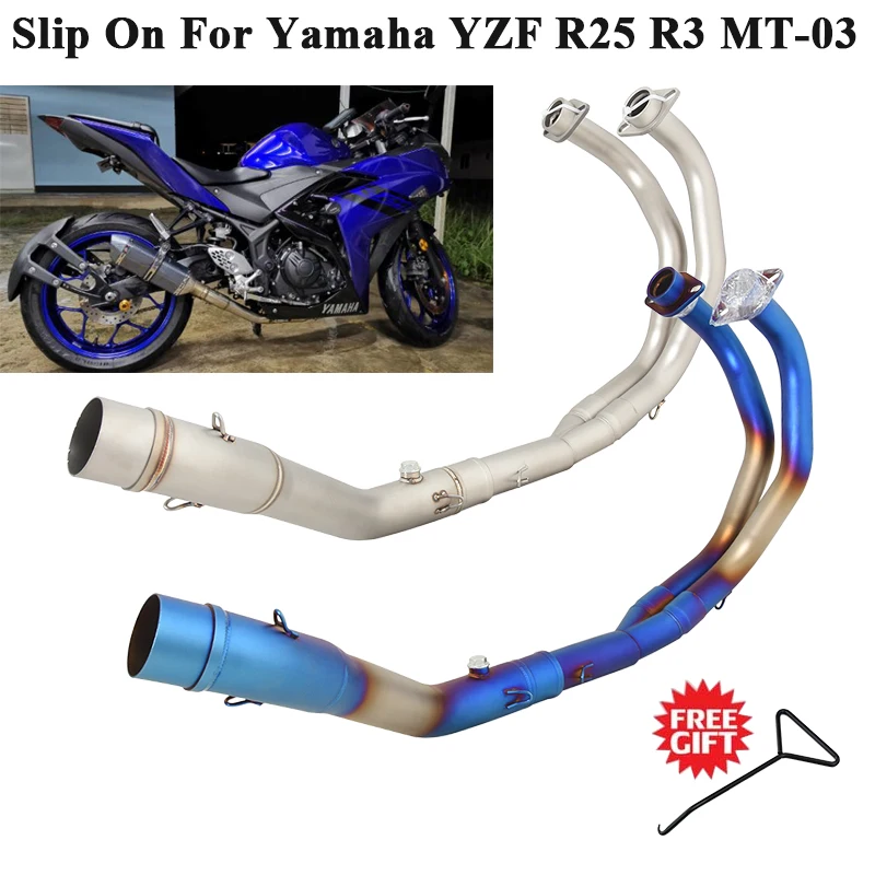 Slip On For Yamaha YZF R25 R3 MT-03 2015 - 2022 2023 Motorcycle Exhaust S ystems Front Link Pipe Escape Connection 51mm Muffler