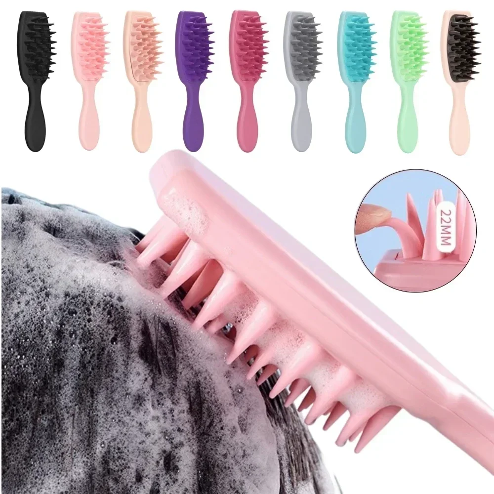 

Silicone Shampoo Brush Scalp Massage Brush Head Washing Comb Long Handle Hair Massager Bath Brush Body Scrubber Hair Accessories