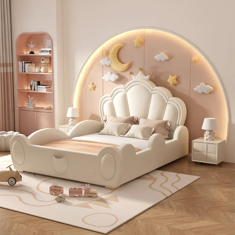 Unique Queen Frame Childrens Bed Luxury King Size Wooden Kids Room Bed Wooden Nordic Modern Cama Matrimonial Bedroom Furniture