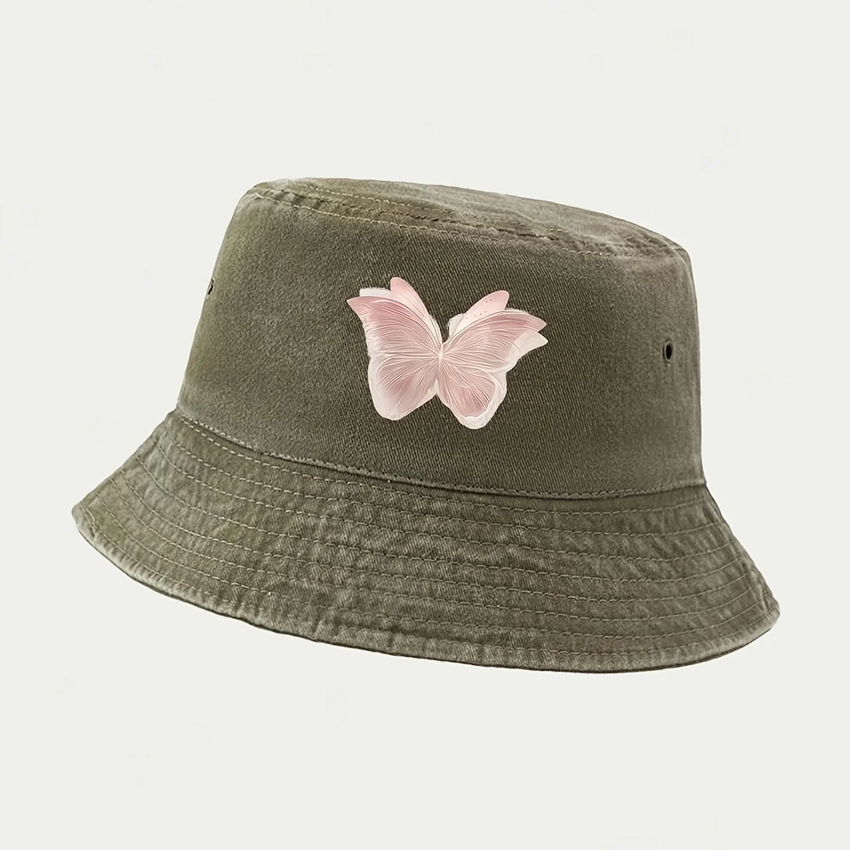Fisherman Hat Casual Hat with Soft Pink Light Gauze Butterfly Pattern, Easy to Clean, Comfortable And Breathable, Trucker Fisher