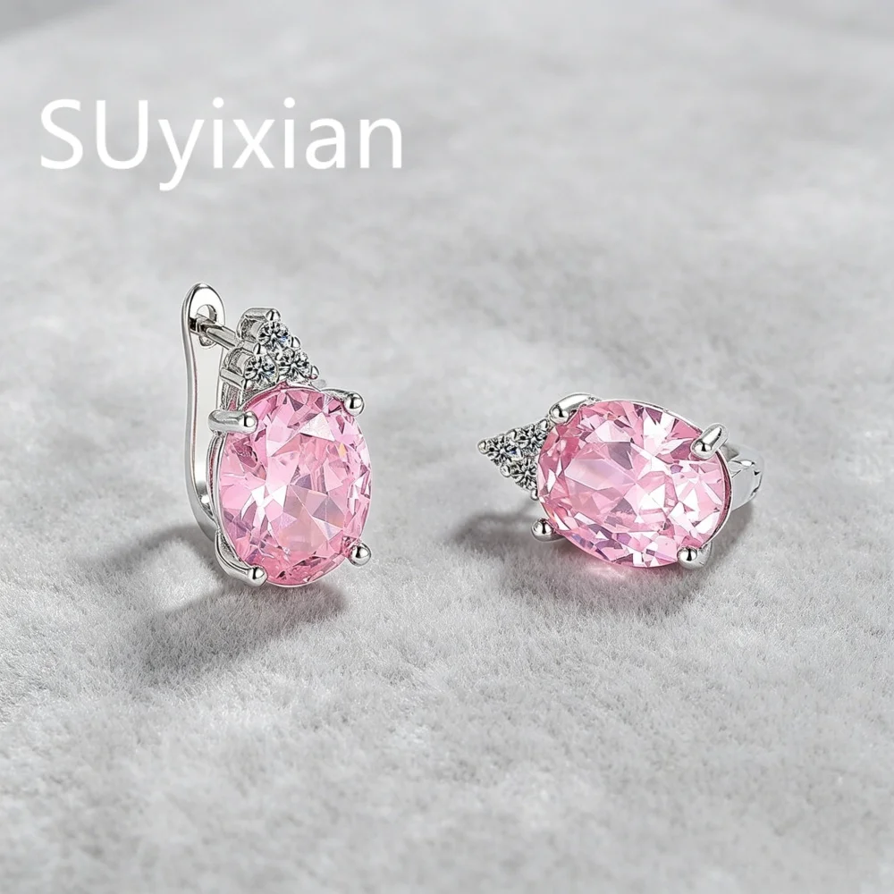 925 Sterling Silver Light Luxury Fashion Multi-color Egg-shaped Zircon Earrings, Birthday Party Anniversary Gift