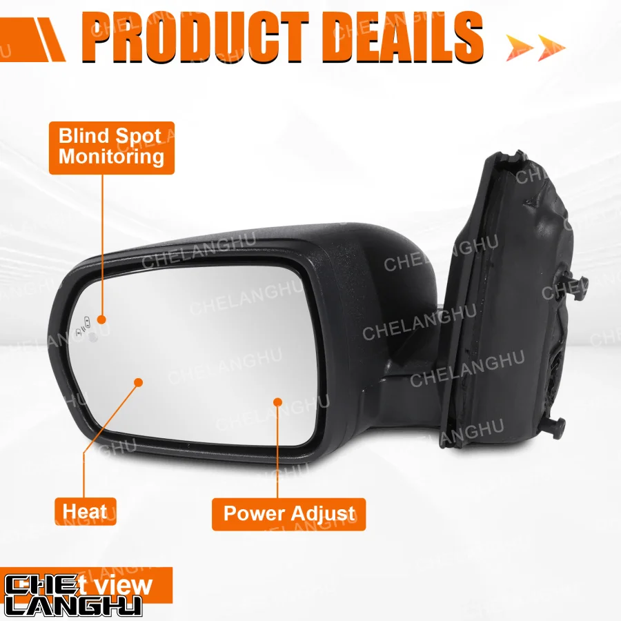 Picture 3: For Ford Edge 2015 2016 2017 2018 Car accessories 7 Pin Satin Black Power Adjust Blind Spot Heated Mirror Assembly
