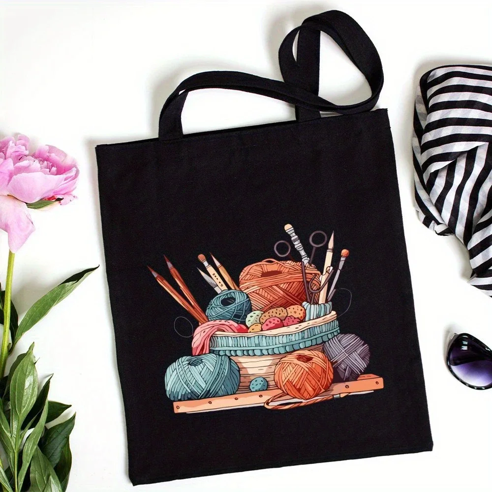 الكلاسيكية كرة صوف محبوك حقيبة يد للنساء قماش حمل حقيبة صديقة للبيئة حقيبة كتف ذات سعة كبيرة دائم حقيبة اليوغا السفر تخفيف الاستخدام