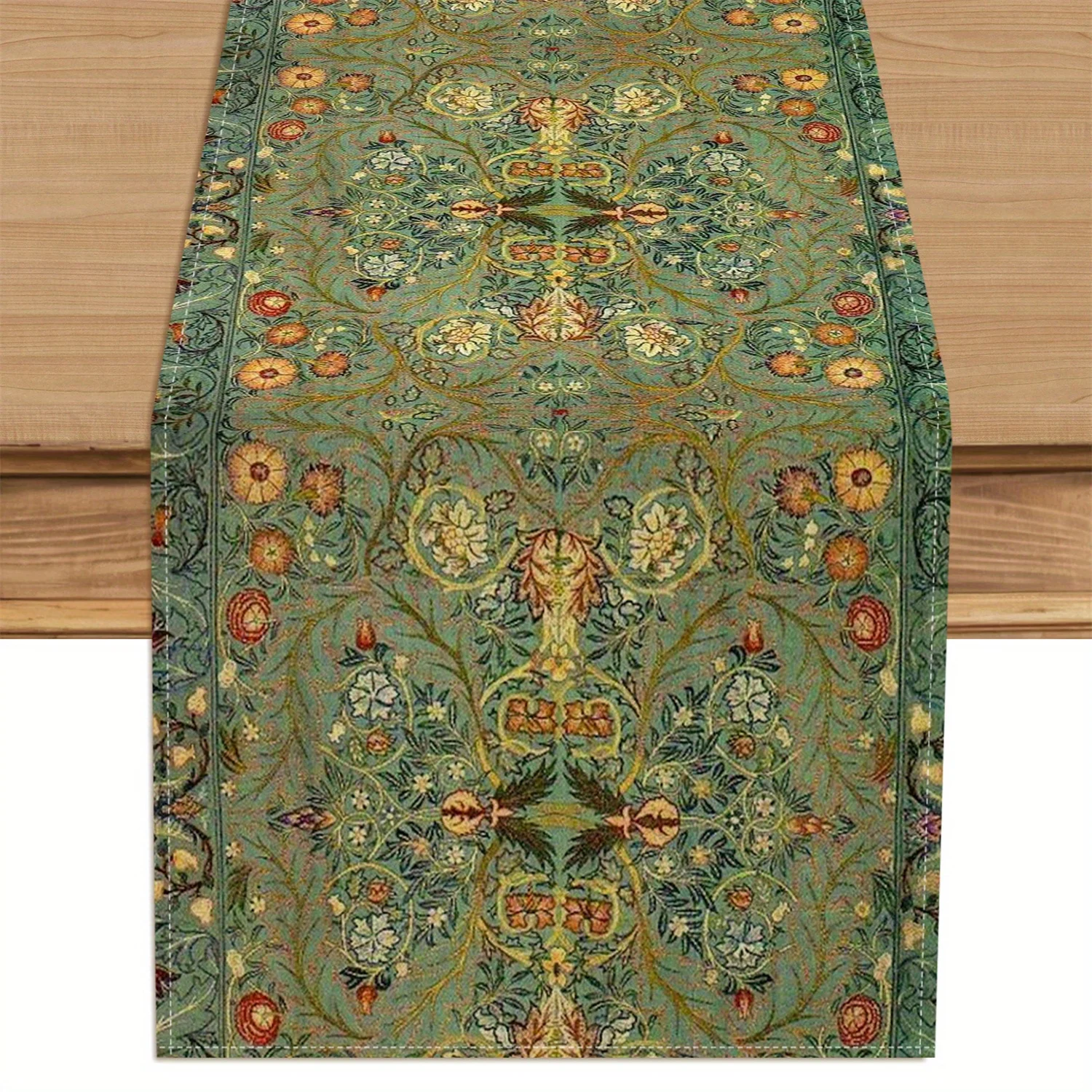Vintage Blumen-Tapisserie-Tischläufer, einseitig, 2D-Druck, verziert, für Zuhause, Küche, Esszimmer, Bohemian-Stil, Party-Tischdekoration