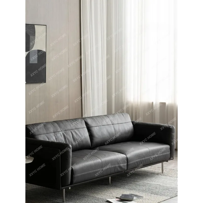 XX  light luxury leather sofa, retro leather art, simple and modern living room