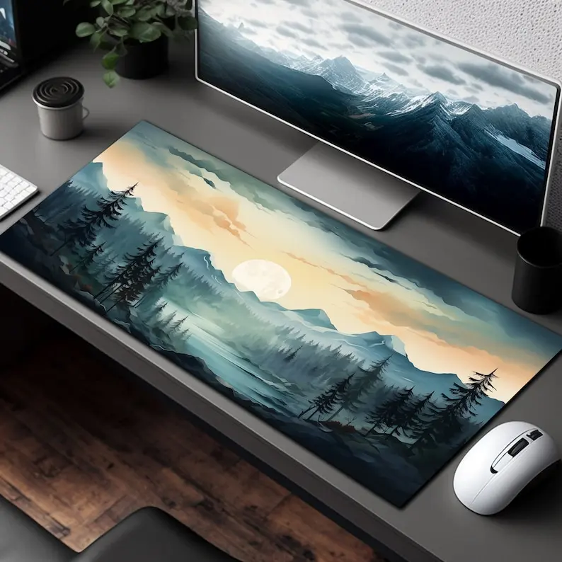 ضبابي غابة الصنوبر الأخضر الجمالية ماوس الجبل XL مكتب الألعاب ماوس الوسادة الجمالية حصيرة مكتبية لطيف زخارف مكتب لوفي ماوس حصيرة