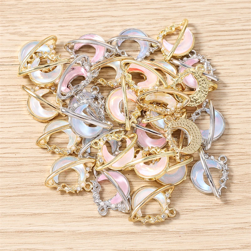 5 Stück 20x15mm Niedliche Kristallmond-Anhänger Passend für Halsketten, Ohrringe, Armbänder, DIY Handgemachtes Kunsthandwerk, Schmuckherstellungszubehör – Detail 12
