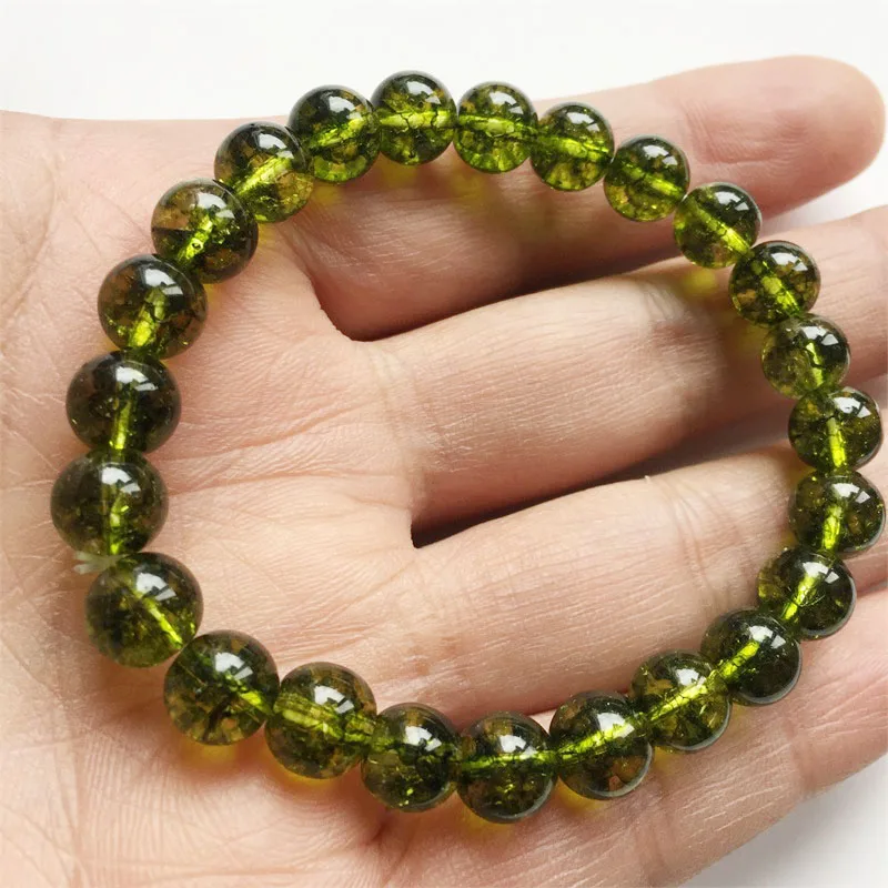 8MM Green Olivne Quartz Bracelet Natural Stone Jewelry Noble Peridot Exquisite Beaded Hand Chain Women Male Female Creative