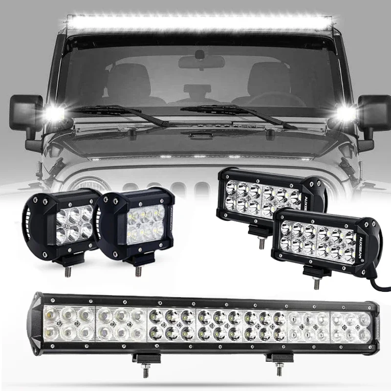 Auxbeam 18W/36W/72W/126W/198W Dual Row LED Work Light Bar for Truck Pickup Offroad