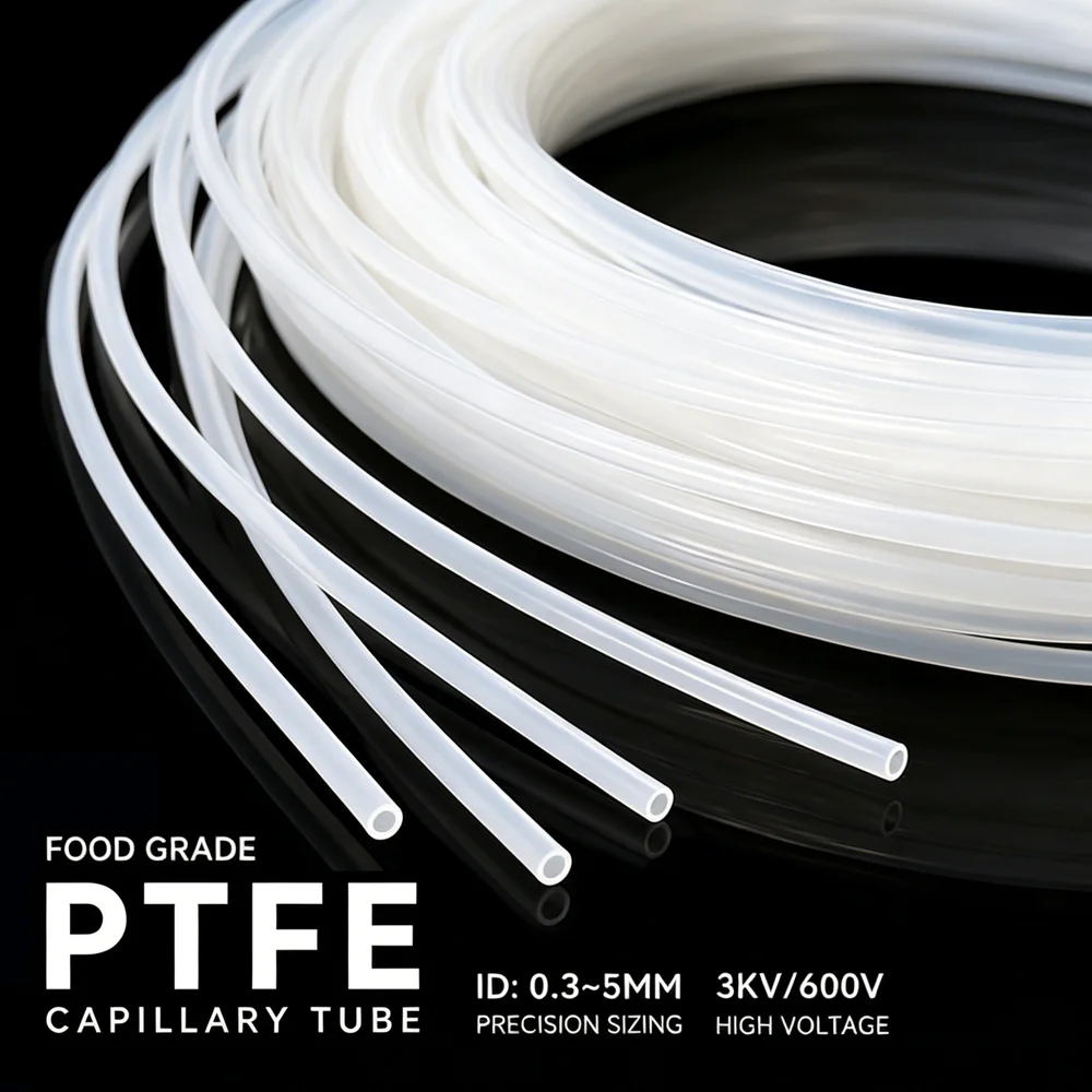 

10M/5M ID 0.3mm~5mm white PTFE Capillary Tube Food GradeResistant to aging permeation high temperatureand chemical reactions