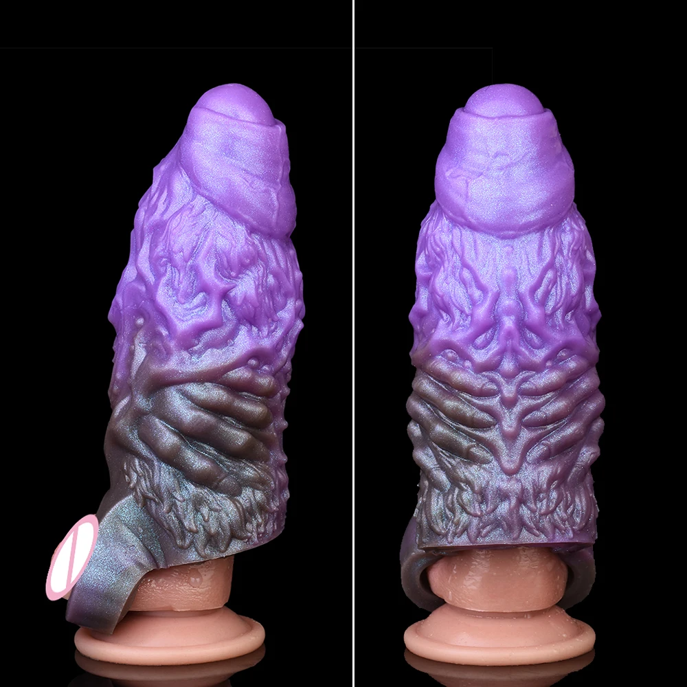 YOCY الوحش دسار غمد مع حامل ديك محسن سيليكون القضيب كم يمزح الجنس لعب للكبار الرجال تأخير القذف #5