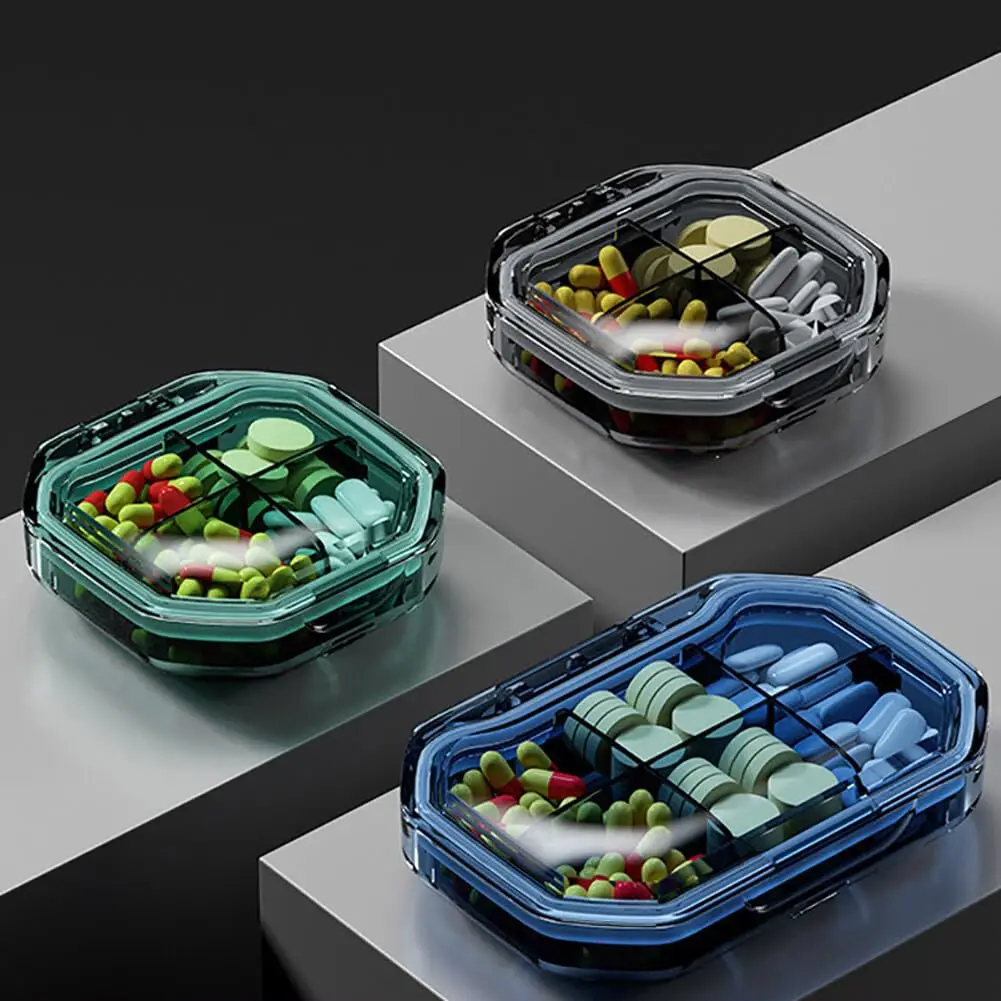 Pillen-Organizer, tragbare Reise-Aufbewahrungsbox, Mini-Vitamin-Pillenetui, Behälter für Geldbörse und Tasche, winziger, klarer Medikamentenhalter – Detail 6