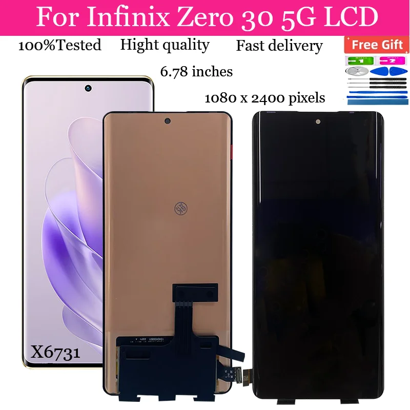 

Original AMOLED For Infinix Zero 30 5G X6731 LCD Display Screen Touch Digitizer For Infinix Zero30 5G X6731 Replacement