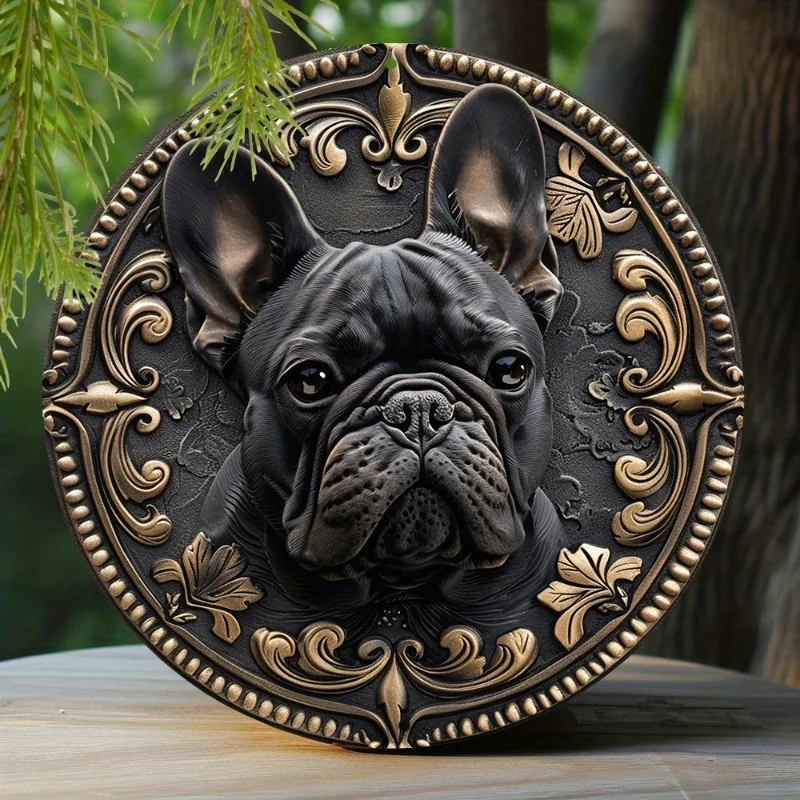 

French Bulldog Aluminum Tin Sign - Perfect for Office Decor & Halloween Gifts, Spring 2D Effect Design, Perfect for Room Decor