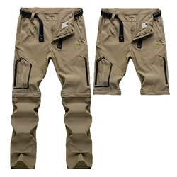 Pantaloni tattici Cargo convertibili da uomo, pantaloni da trekking all'aperto resistenti all'acqua, lavoro elasticizzato leggero con cerniera