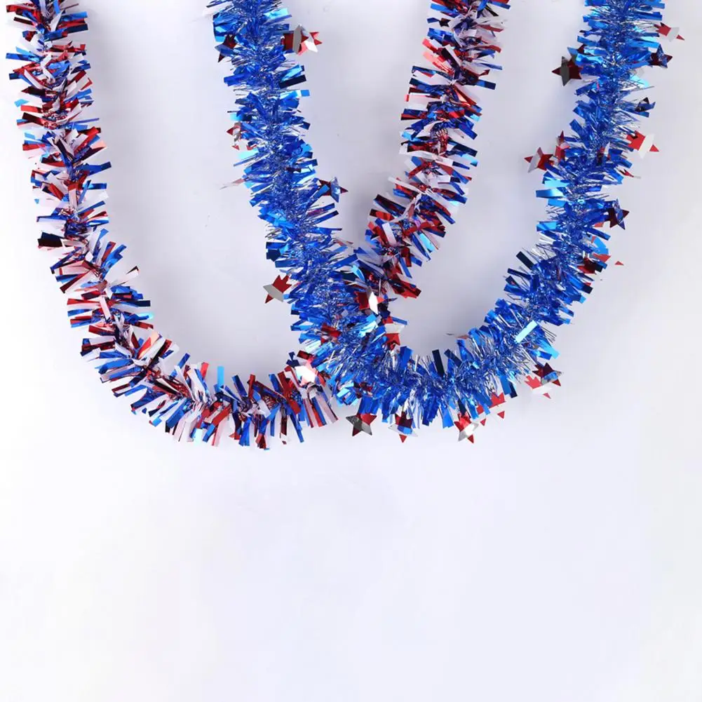 2 เมตรรักชาติ Tinsel Garland สีแดงสีขาวสีฟ้า Tinsel Garland ตกแต่ง 4th กรกฎาคมรักชาติ Tinsel Garland ลวดลาย