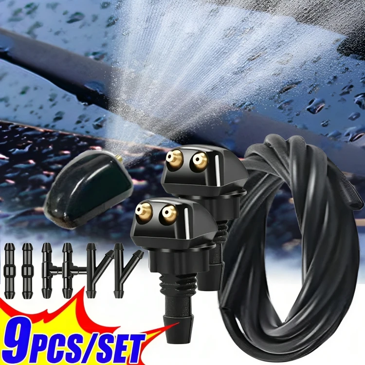 Car Windshield Washer Spray Set Spray Nozzles Pipes Joints Set Car Washer Nozzles Hose Water Tube Connector Car Accessories