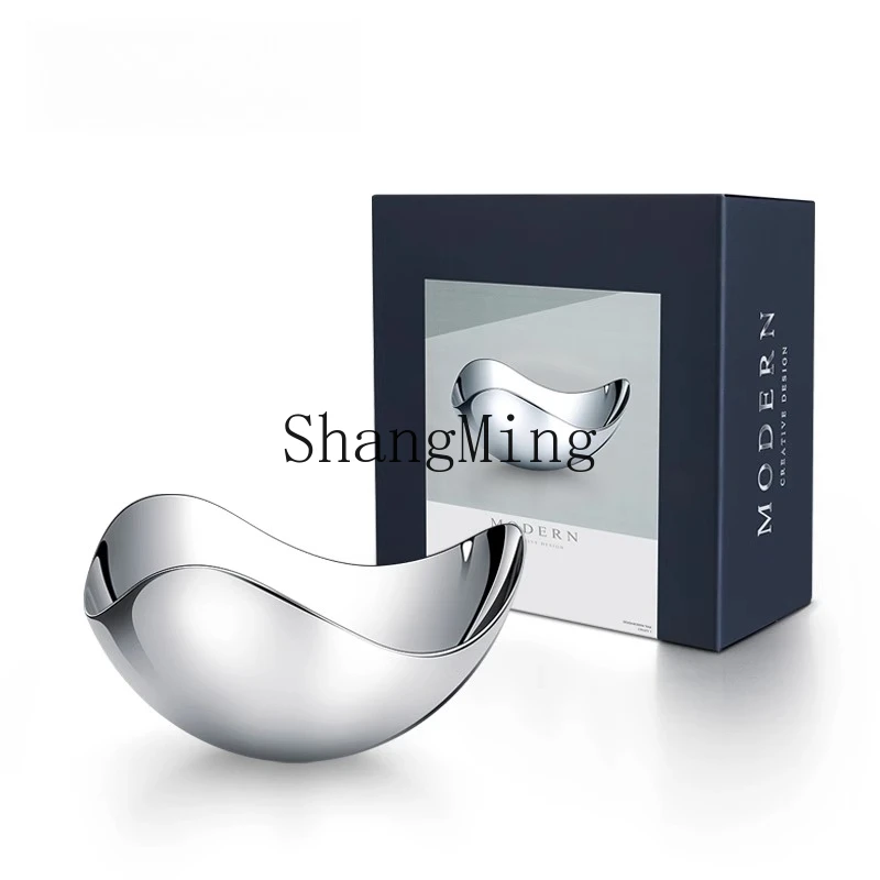 

HJ stainless steel fruit plate creative dried fruit snack plate living room coffee table ornament storage plate