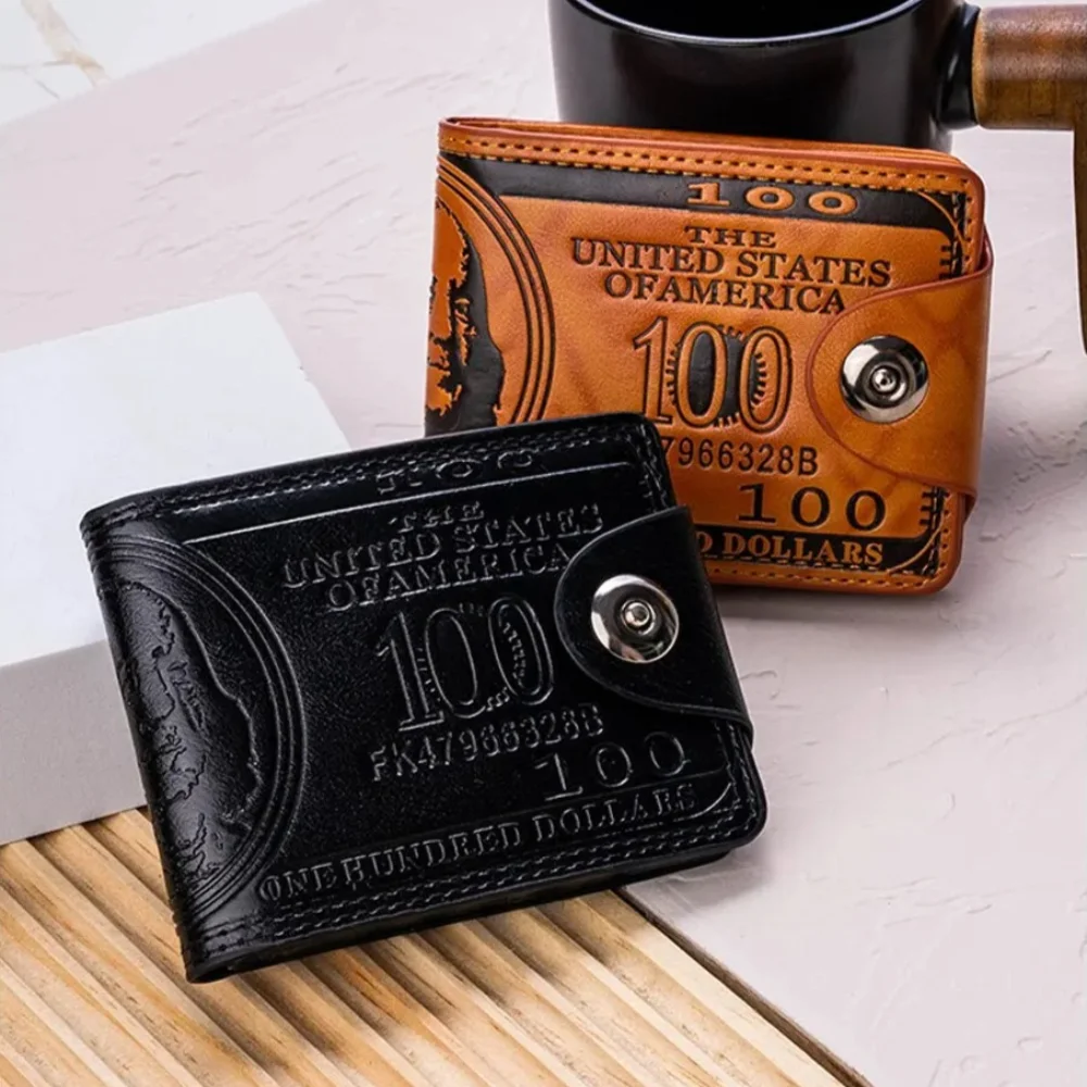 Fashion Dollar Pattern Men's Wallet High Capacity Leather Purse with Card & Photo Holder Stylish Male Wallet for Daily & Gift