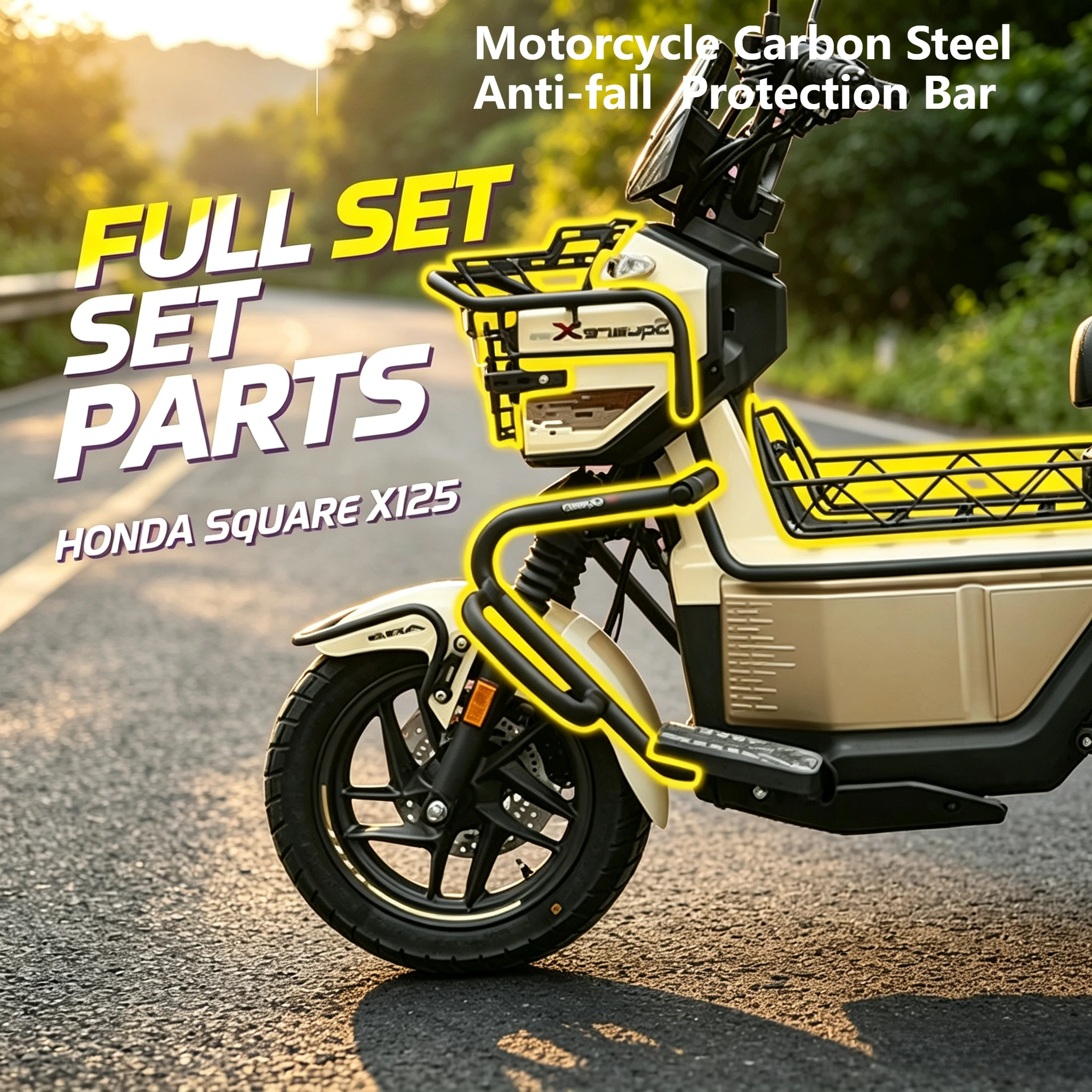 Motorcycle Carbon Steel Anti-fall and Anti-collision Protection Bar High Bumper for Honda Zuma SquareX125 Front Bar Vehicle Body