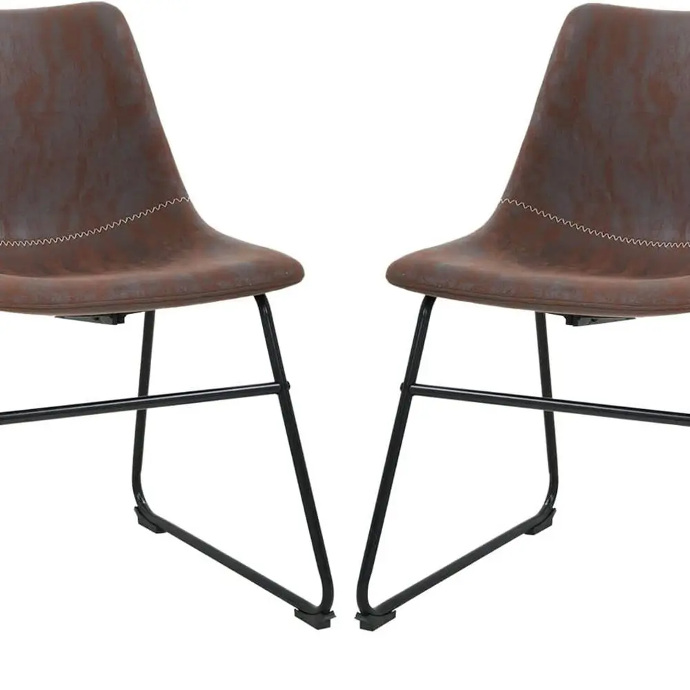 

Pair of Brown Leather Dining Chairs, 18W x 20D x 30H, Kitchen & Living Room Use