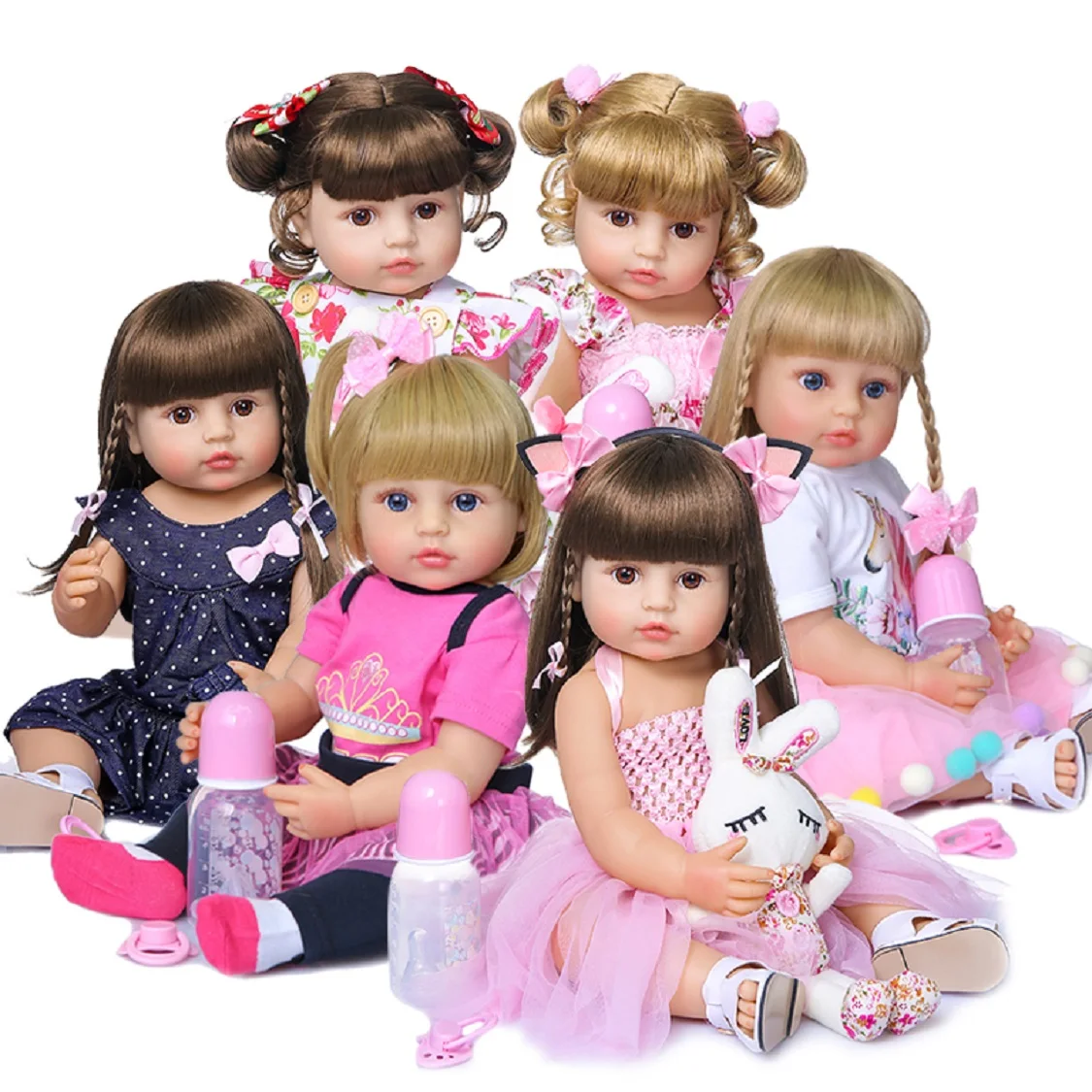 55cm  bebe doll reborn toddler girl pink princess baty toy very soft full body silicone girl doll