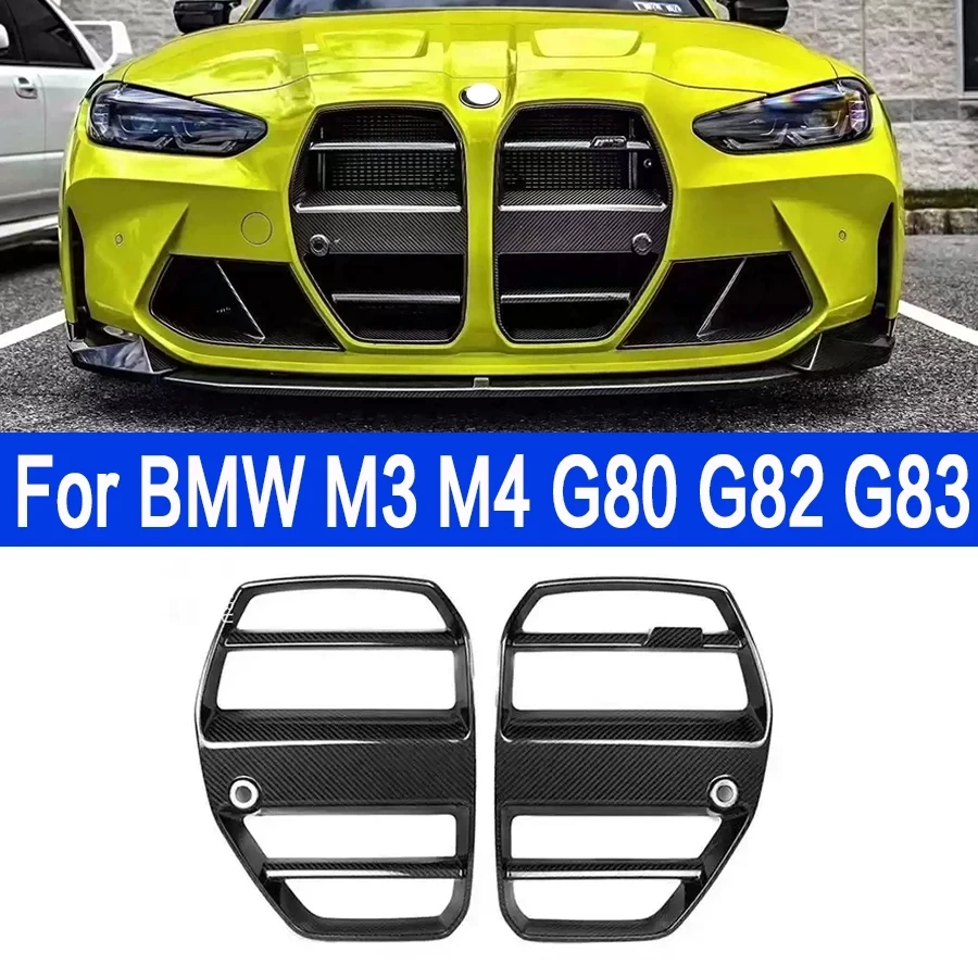 

For BMW M3 M4 G80 G82 G83 2021+ ST Style Dry Carbon Fiber Car Front Bumper Air Intake Grills Bumper Air Intake Grill body kit