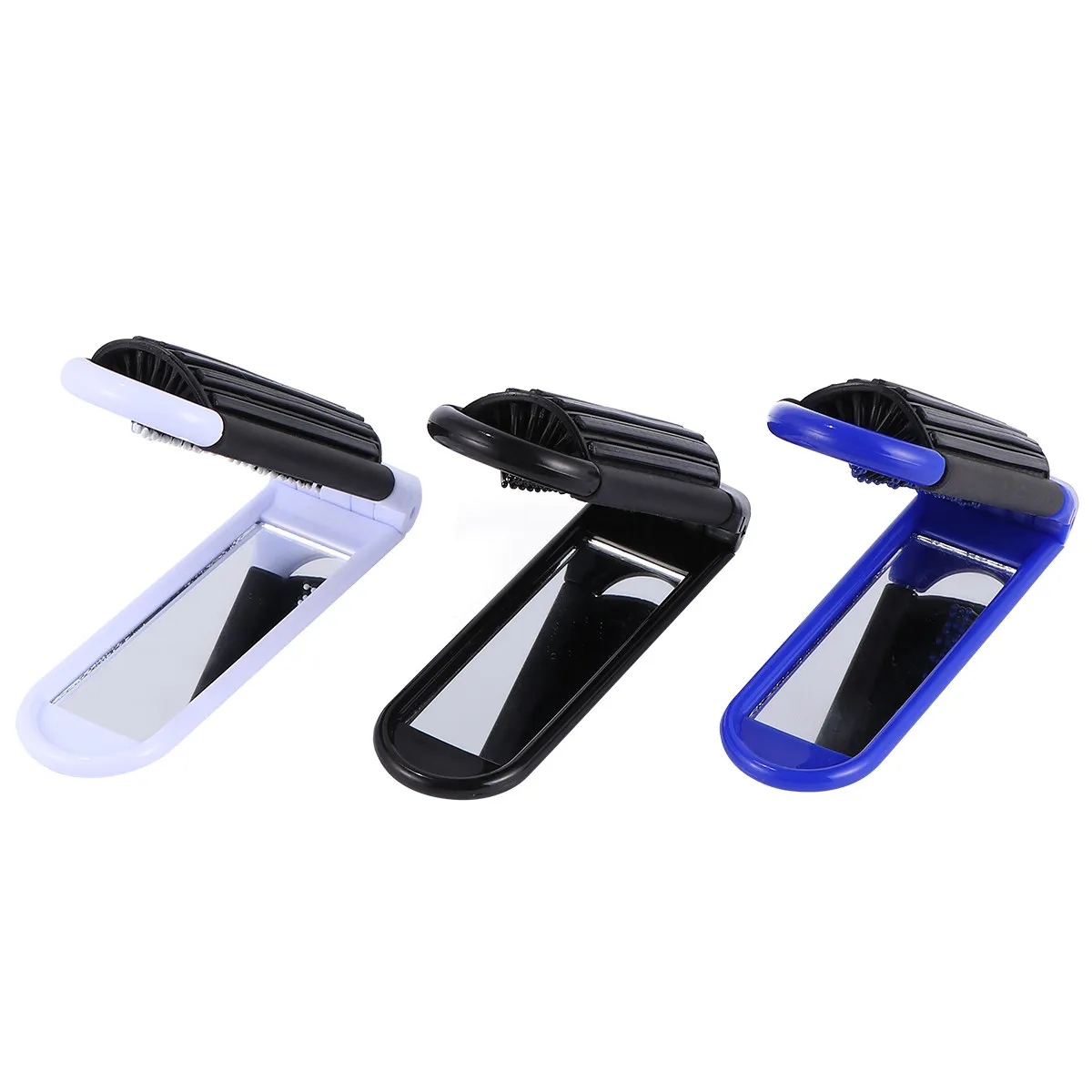 3pcs Foldable Plastic Comb & Mirror Set – Pocket Hair Comb for Detangling, Straightening, Travel & Beard Grooming