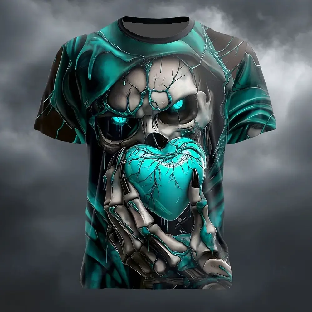 

Fashion Men's T Shirt Funny 3D Skull Print Tees Casual Comfortable O-neck Short Sleeve Tops Summer Street y2k Clothes Pullover