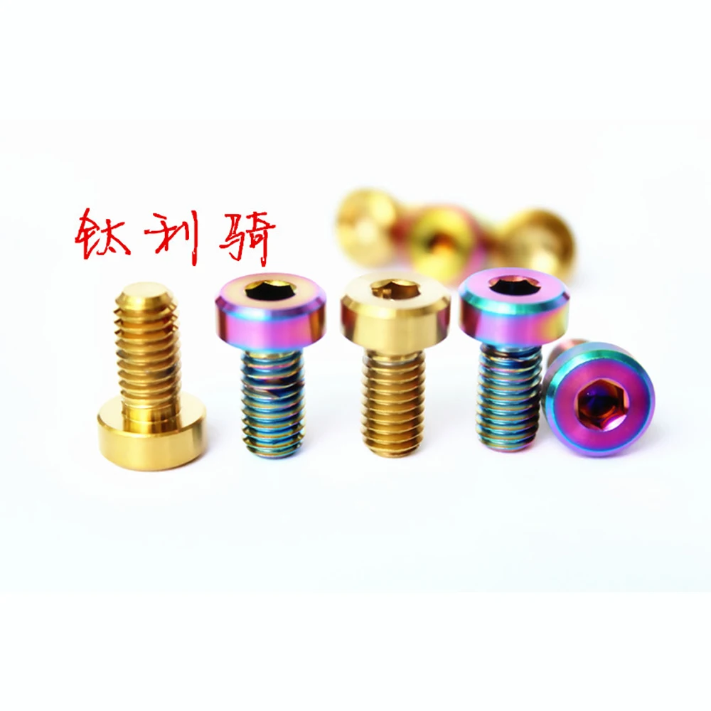 M6 x 12mm Ti/Golden/Rainbow GR5 Titanium Alloy Bolts For Motorcycle Fuel Tank Cap