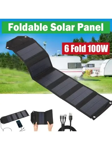 60W 80W 100W Foldable Solar Panel 5V USB Portable Folding Bag Battery Charger for Phone Outdoor Camping Waterproof Power Bank